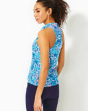 UPF 50+ Luxletic Lakelyn Bra Polo Top-Amalfi Blue Sound The Sirens-Lilly Pulitzer