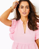 Aldena Ruffle Sleeve Cotton Dress - Conch Shell Pink-Lilly Pulitzer