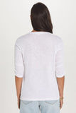 Ruched 1/2 Sleeve, White-Goldie