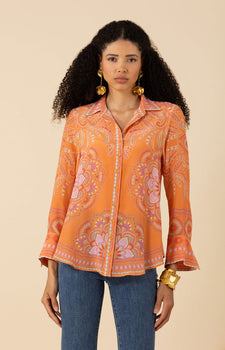 Hale Bob Lara Silk Top, Orange-Hale Bob