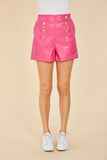 Nautical faux leather short- Hot Pink-Dolce Cabo