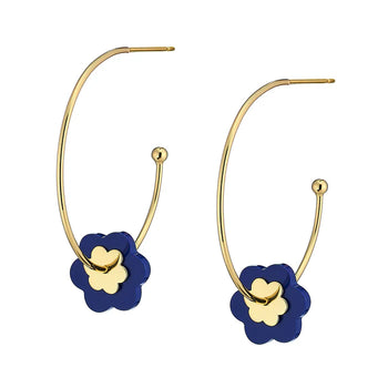 ASHA Flower Hoop-La Stacked Earrings, Lapis-ASHA