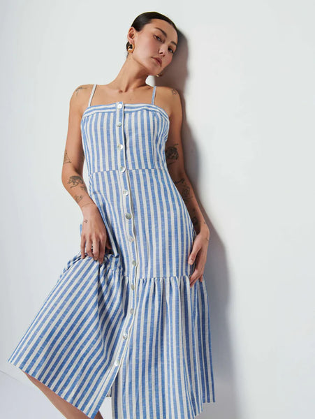 Luciana Stripe Dress, Blue-Nation LTD