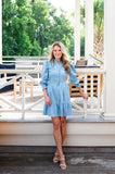 STS LS Cinch Waist Dress, Light Chambray-Sail to Sable