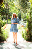 STS LS Cinch Waist Dress, Light Chambray-Sail to Sable
