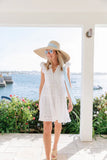 STS Ruffle Neck Dress with Tassels, White-Sail to Sable