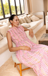 Oliphant Smocked Sleeveless Maxi Dress, Sonoma Orange-Oliphant Design