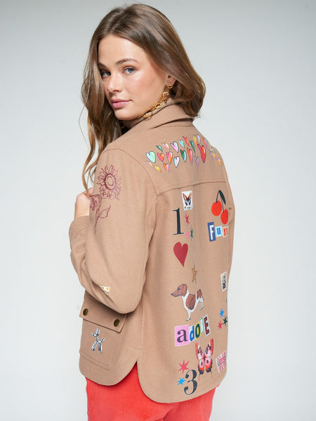 Vilagallo Screen Print Jacket, Camel-Vilagallo