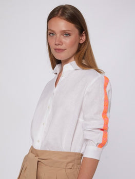 Sara Shirt, White Linen-Vilagallo