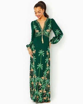 WEXLEE LONG SLEEVE MAXI DRESS STIR IT UP, EVERGREEN-Lilly Pulitzer
