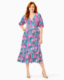 Brantley Midi Wrap Dress - Oyster Bay Navy Always Be Blooming-Lilly Pulitzer