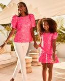 Pratt Short Sleeve Floral- Pink Grenadine Gold Puff Brocade-Lilly Pulitzer