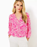 Elsa Silk Top, Absolutely Flamazing, Passion Fruit Pink-Lilly Pulitzer