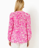 Elsa Silk Top, Absolutely Flamazing, Passion Fruit Pink-Lilly Pulitzer