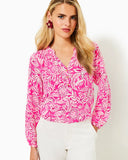 Elsa Silk Top, Absolutely Flamazing, Passion Fruit Pink-Lilly Pulitzer