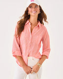 Sea View Button Down, Ltwt Oxford Stripe, Papaya X Conch Shell Pink-Lilly Pulitzer