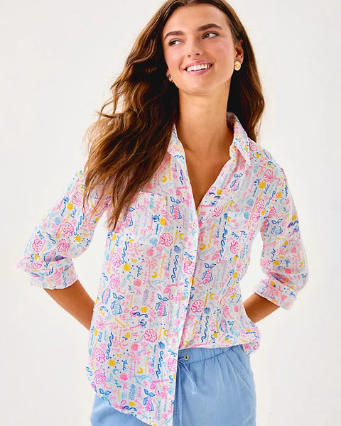 Sea View Button Down, Multi Summer Serenade-Lilly Pulitzer