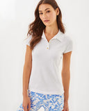 UPF 50+ Luxletic Frida Scallop Polo Top, Resort White-Lilly Pulitzer