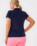 UPF 50+ Luxletic Frida Scallop Polo Top, True Navy-Lilly Pulitzer