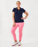 UPF 50+ Luxletic Frida Scallop Polo Top, True Navy-Lilly Pulitzer