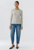 oui SUMIKO Long Sleeve Striped Shirt, Brown/ Off White