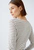 oui SUMIKO Long Sleeve Striped Shirt, Brown/ Off White