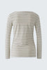 oui SUMIKO Long Sleeve Striped Shirt, Brown/ Off White