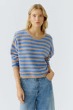 Oui Striped Sweater, Camel Blue-oui