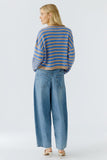 Oui Striped Sweater, Camel Blue-oui