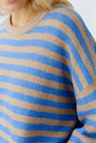 Oui Striped Sweater, Camel Blue-oui