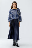 oui -oui Banded Pleated Skirt, Dk Blue-oui