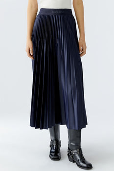 oui -oui Banded Pleated Skirt, Dk Blue-oui