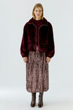 Knitted Faux Fur Jacket, Berry-oui