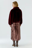 Knitted Faux Fur Jacket, Berry-oui
