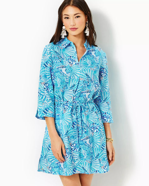 Pilar Linen Tunic Dress - Amalfi Blue By The Seashore-Lilly Pulitzer