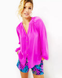 Saige Long Sleeve Silk Top - Orchid Oasis-Lilly Pulitzer