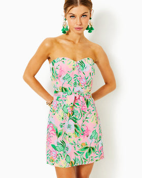 KYLO STRAPLESS SKIRTED ROMPER-VIA AMORE SPRITZER-Lilly Pulitzer