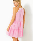 Britt Seersucker Striped Halter Dress - Havana Pink-Lilly Pulitzer