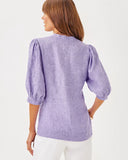 Mialeigh Elbow Sleeve Linen Top, Tropical Purple Resort White-Lilly Pulitzer