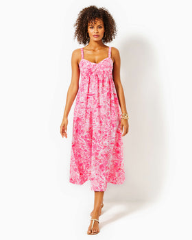 Azora Cotton Midi Dress - Peony Pink-Lilly Pulitzer