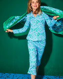 PJ KNit Long Sleeve Button Up Top - Leapin Lizards Bon Bon Blue-Lilly Pulitzer