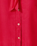 Maddi Cotton Silk Tie Neck Top - Poinsettia Red-Lilly Pulitzer