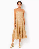Aubrianna Strapless Lace Dress - Gold Metallic-Lilly Pulitzer