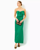 Carlynn Satin Maxi Bow Dress, Fiddle Leaf Green-Lilly Pulitzer