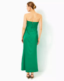 Carlynn Satin Maxi Bow Dress, Fiddle Leaf Green-Lilly Pulitzer