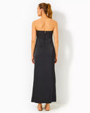 Carlynn Satin Maxi Bow Dress, Noir-Lilly Pulitzer