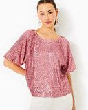 Cressida Sequin Knit Top, Conch Shell Pink-Lilly Pulitzer