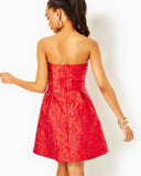 Kataleya Strapless Floral Dress - Amaryllis Red-Lilly Pulitzer