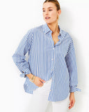 Lesia Relaxed Button Down - Cabana Stripe Briny Blue-Lilly Pulitzer