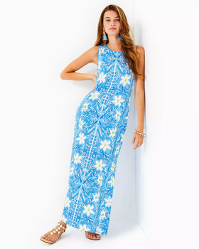 Noelle Maxi Dress  -Lunar Blue My Flutter Half Engineered Knit Maxi Dress